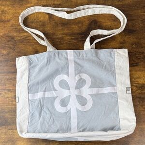 Gray and White Tote Bag